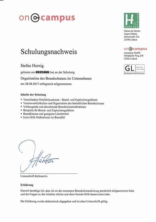 Qualifikation Brandschutz 2017
