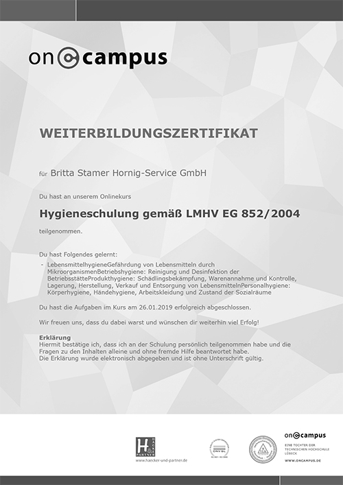 Qualifikation Hygieneschulung LMHV